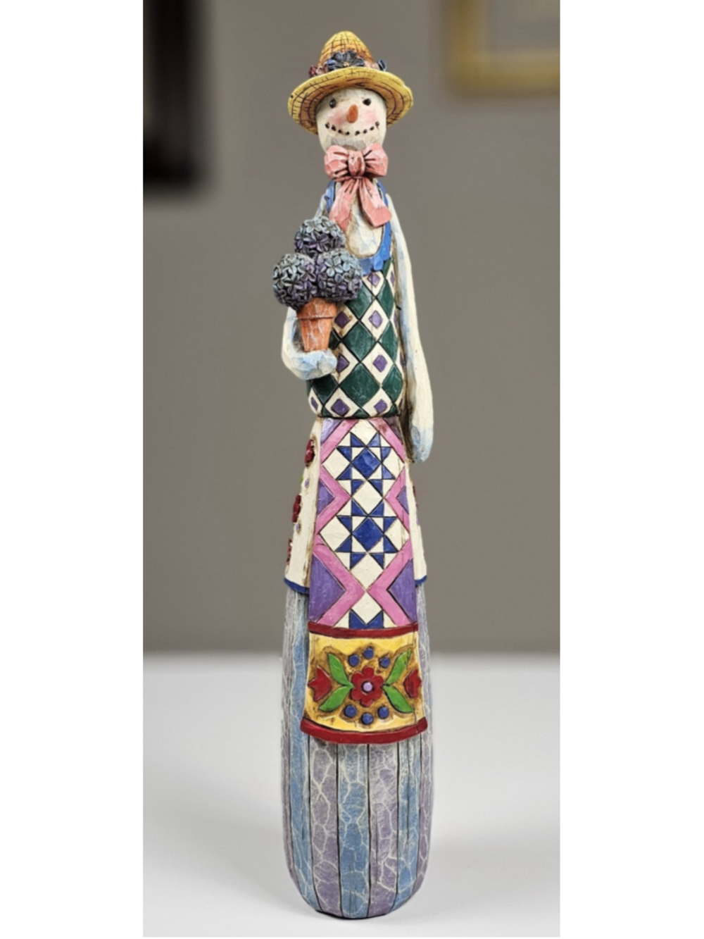 Jim Shore Heartwood Creek SIGNED 2004 Winter Bloom Snowman Figurine 112255 As Is - Picture 11 of 12